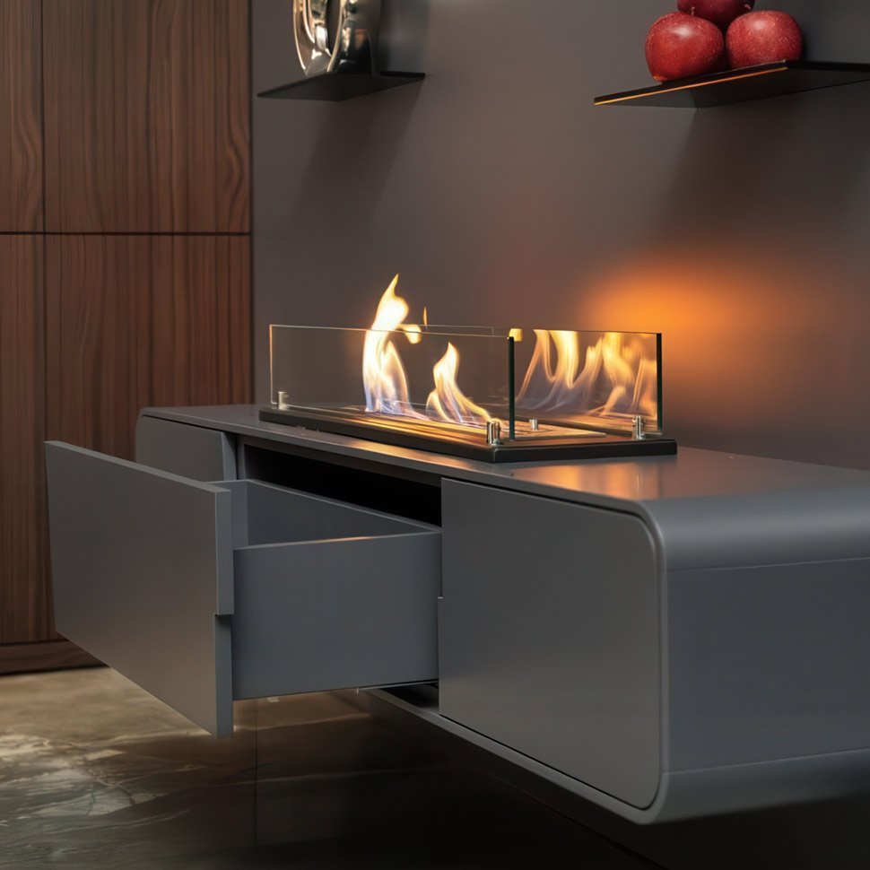 Биокамин встраиваемый в тумбу Steelheat Stand 1200 белый